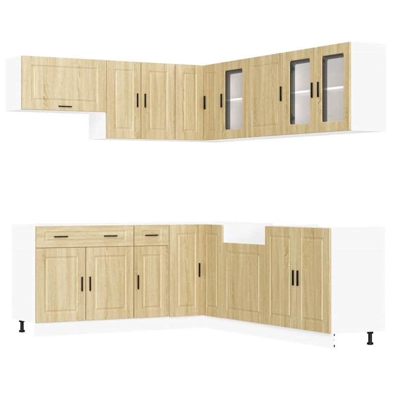 Maribeth 11 Piece Kitchen Cabinet Set, Sonoma Oak