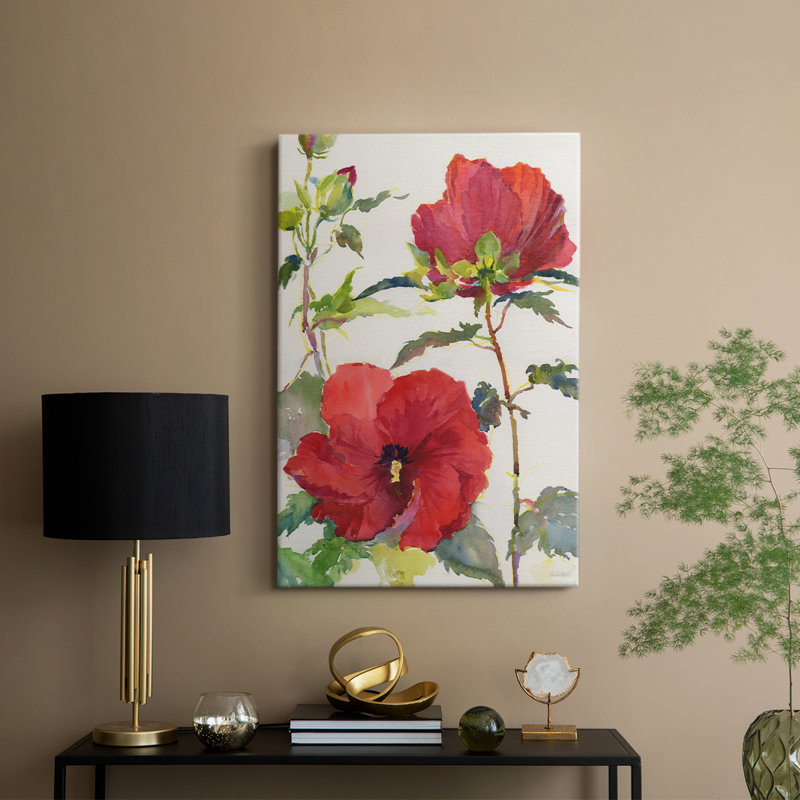 Hibiscus Glow II - galerie sur mesure Cavas, H 18 po x l 12 po