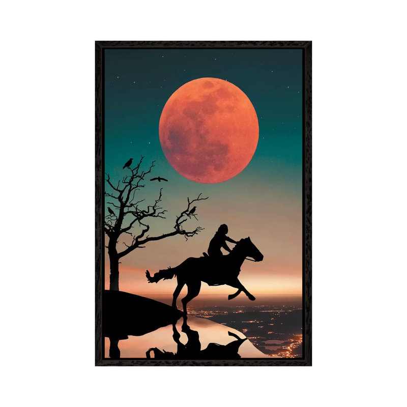 Red Moon Horse by Zenja Gammer - Print on Canvas, 66.04 cm H x 45.72 cm W, Black Framed