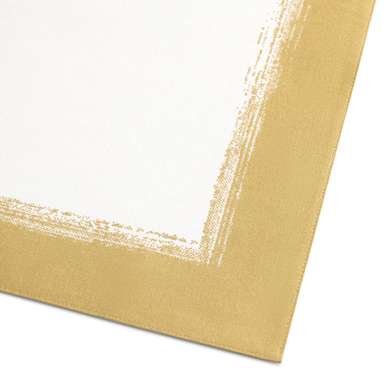 Villeroy & Boch Metallic Brushstroke Table Runner, Ivory/Gold - 14"W x 72"L, 14"W x 72"L, Ivory/Gold