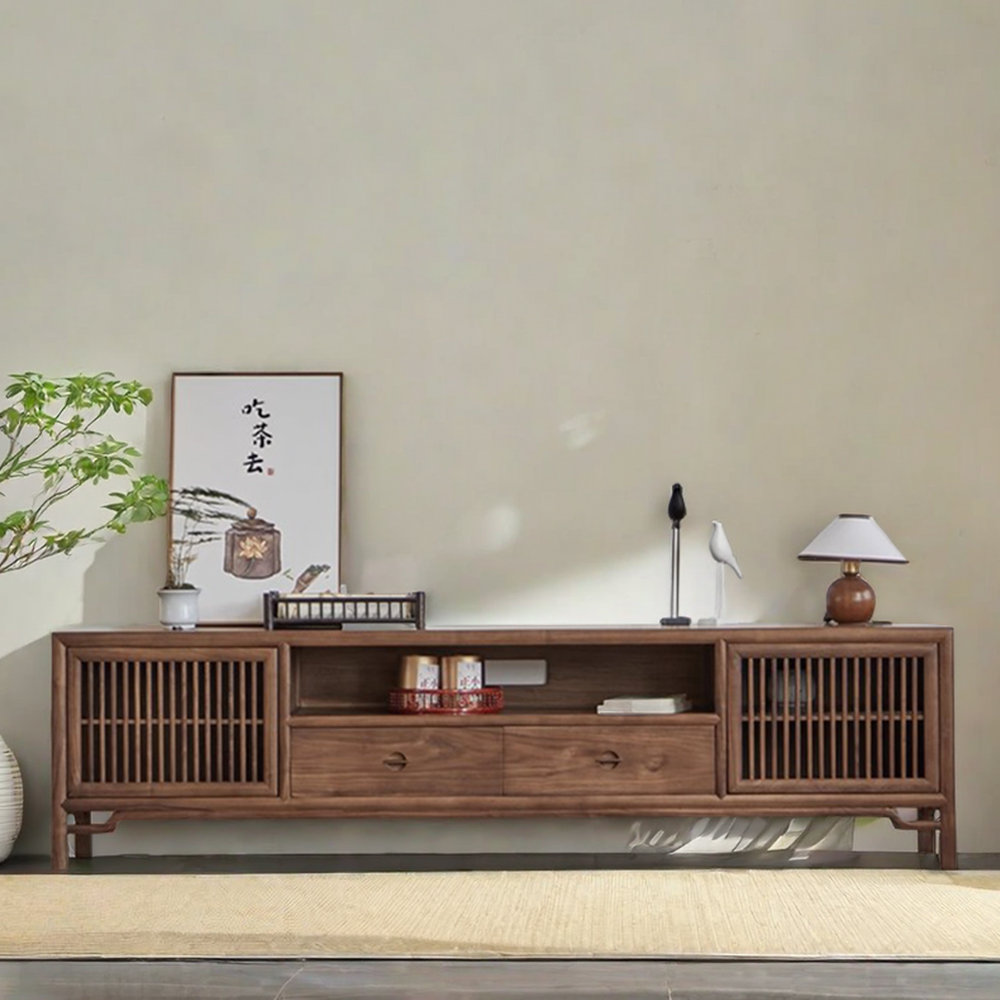 jessica New Chinese Retro Solid Wood TV Solid Wood 78.74'' W
