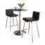 Ensemble de salle à manger 3 pièces à hauteur de comptoir classique en similicuir noir et bois brun avec tabourets pivotants, table réglable, style Mid-Century moderne