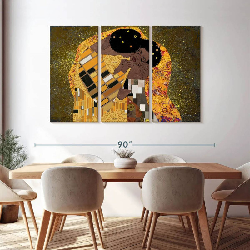 Black Couple Kiss 3 pièces, H 48 po x l 74 po x P 1,25 po