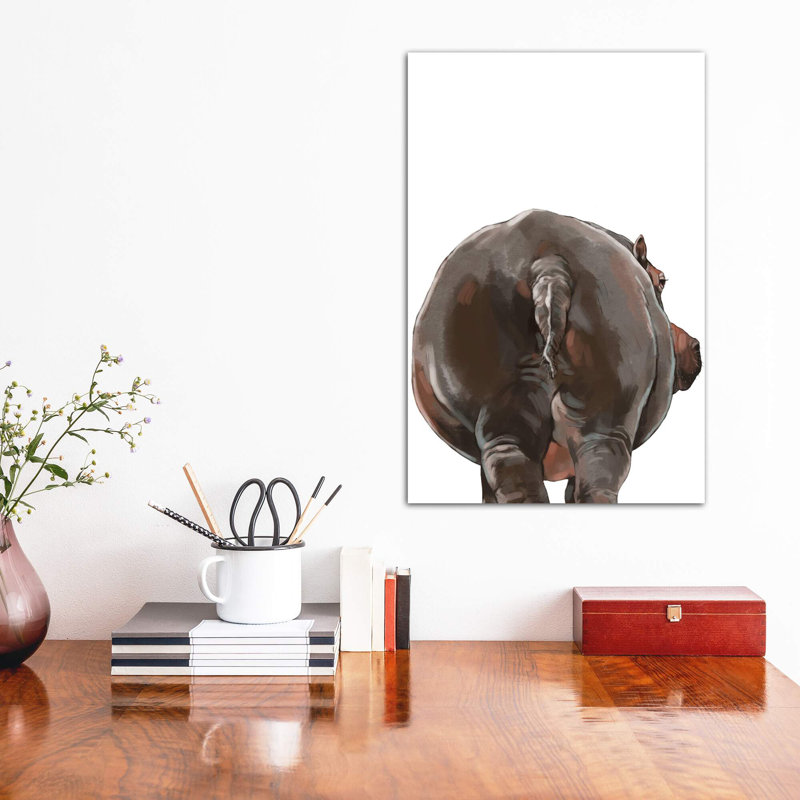 Art hippopotame, Toile tendue, H 18 po x l 12 po x P 1,5 po