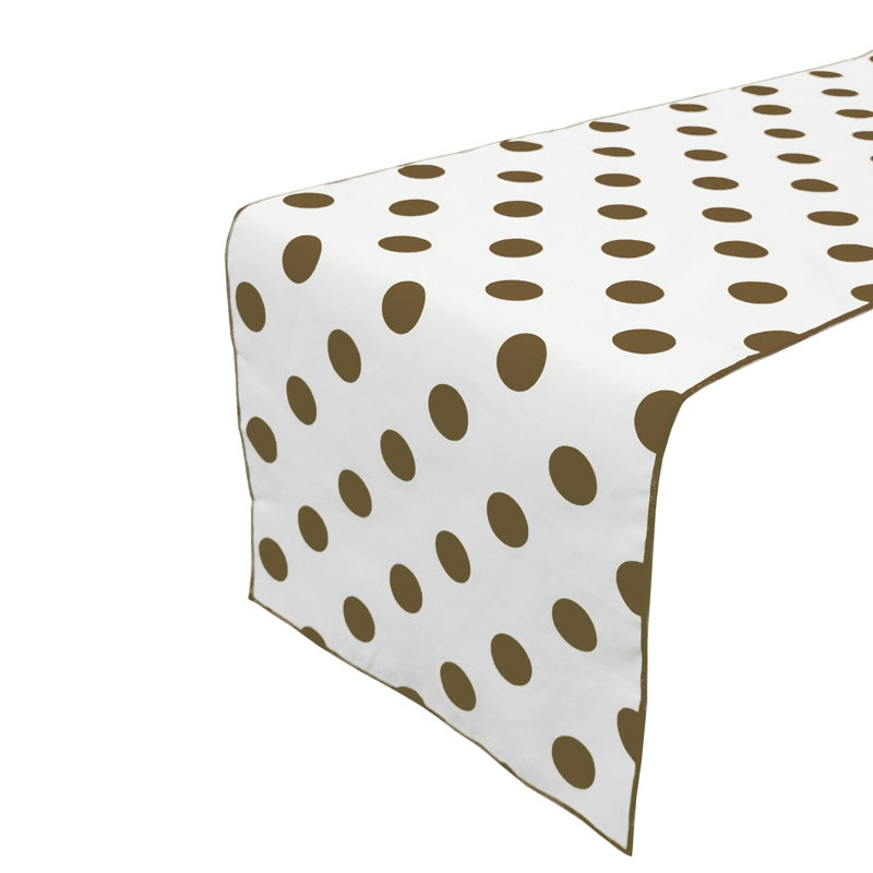 Polka Dots Print Table Runner, 120" L x 12" W, Brown/White