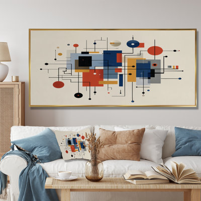 «Yellow Blue», impression géométrique sur toile jaune moderne