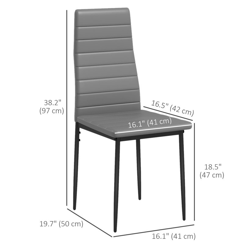 Chaise de salle à manger, ensemble de 4, chaises d'appoint rembourrées en cuir de polyuréthane, dossier