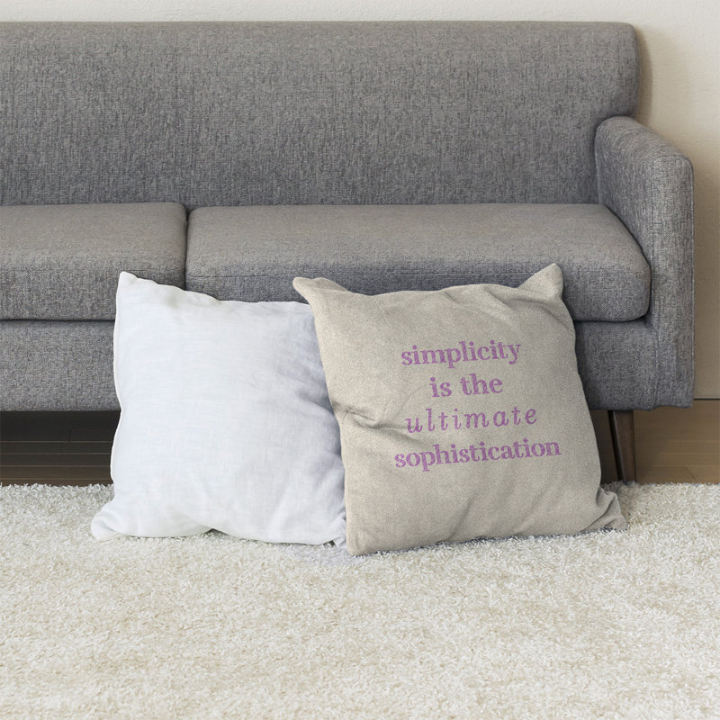 Coussin de sol, 36 po x 36 po, Blanc/violet