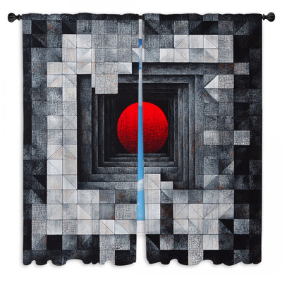 Rideaux de fenêtre abstraits à motif de rideaux optique Art Deco - 2 panneaux