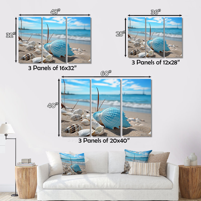 Minimalisme 3 pièces Beachside Tranquility II, H 28 po x l 36 po x P 1 po