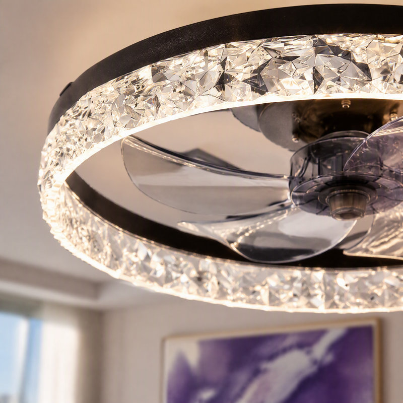 Ventilateur de plafond noir extra-plat de 51 cm (20 po) avec éclairage, variateur et télécommande, montage encastré., Noir