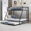 Lit simple sur lit double avec structure en acier robuste, lit superposé avec lit gigogne simple, échelles à deux côtés-100263899