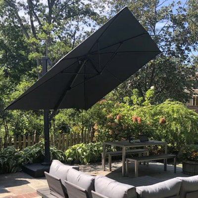 Huyana 144'' Square Cantilever Umbrella With Wheeled Base,Gray