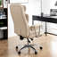 Grand et grand siège de bureau beige, capacité de 500 lb, inclinable en cuir ergonomique avec repose-pieds pour la chaise de la maison - beige ordinateur
