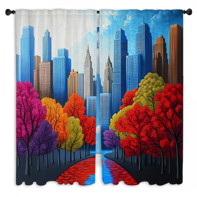 Rideaux de fenêtre Cityscape City Urban Drapes - 2 panneaux