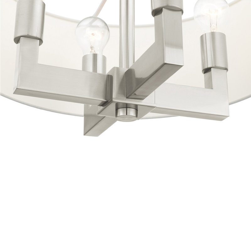 Lustre cylindrique à 4 lumières Litzy, Nickel brossé, H 18,5 po x l 18 po x P 18 po