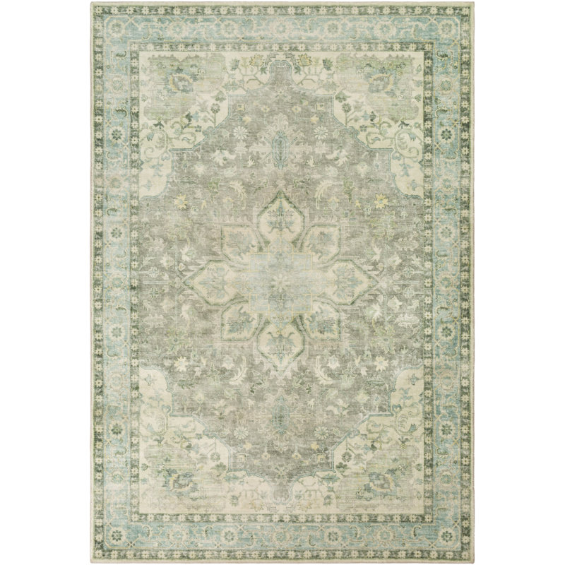 Tapis oriental crème / gris Hinkson, Rectangle 7 pi 6 po x 9 pi 6 po