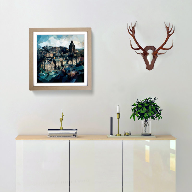 City Of Edinburgh Cubism - Framed Print, Oak