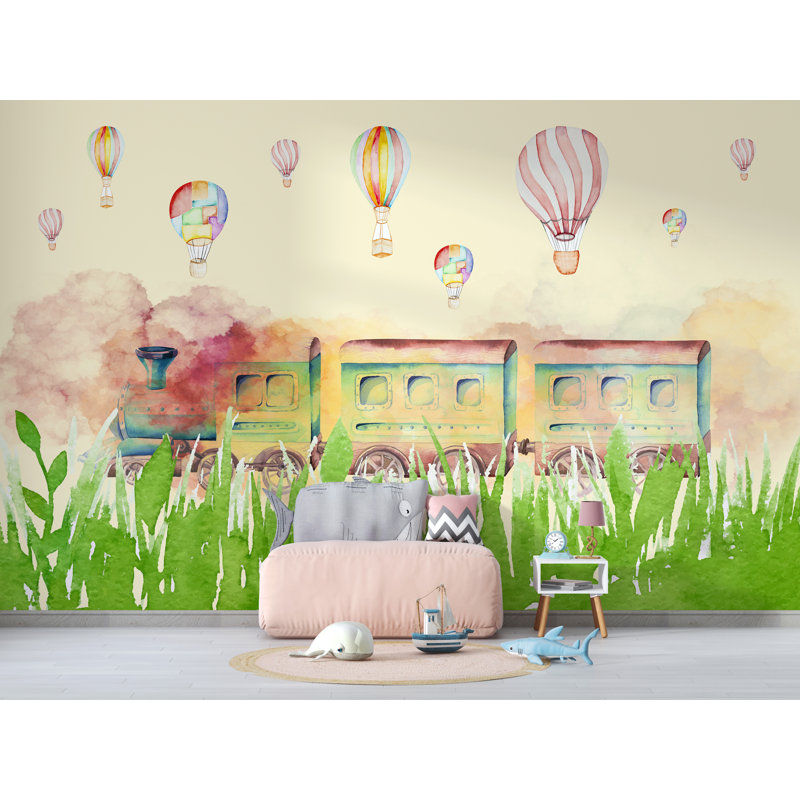 Papier peint locomotive train chambre d'enfant, L 57 po x l 86 po