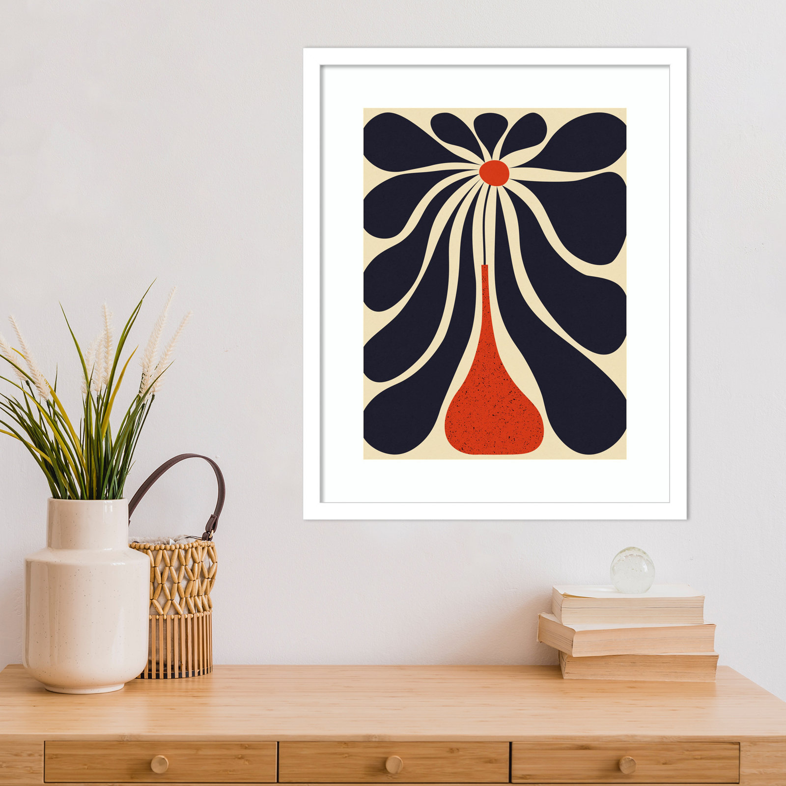 Lazy Flower Print by Alisa Galitsyna, White Framed, 21" H x 17" W