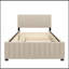 Lit plateforme double en velours avec lit gigogne-274180610