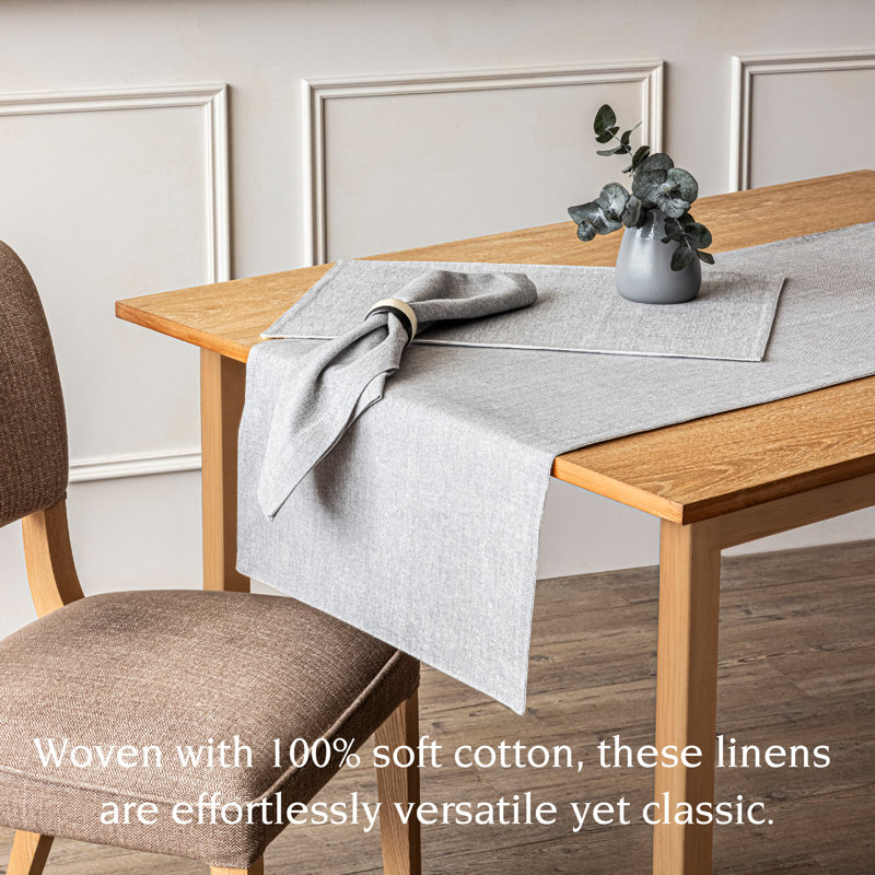 Gray Chambray Cotton Table Runner, 18" x 108"