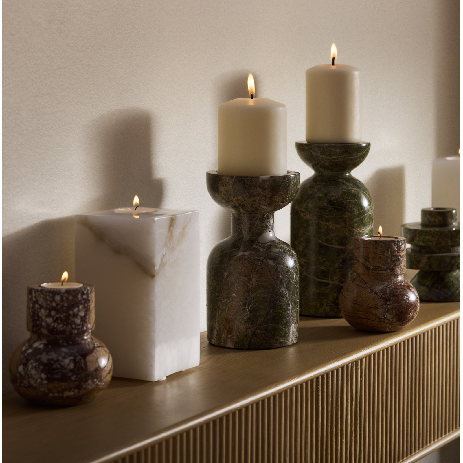 Genuine Marble Pillar Candle Holder