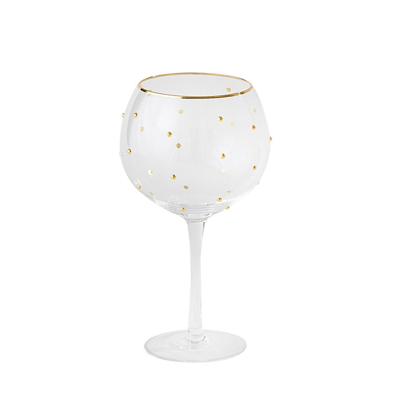 S/6 Celebration Goblet Glasses-Clear W/Gold Dots