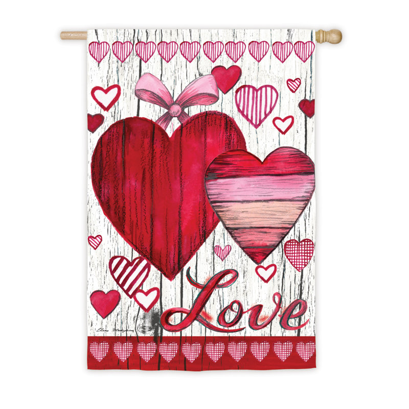 Drapeau maison en polyester love hearts