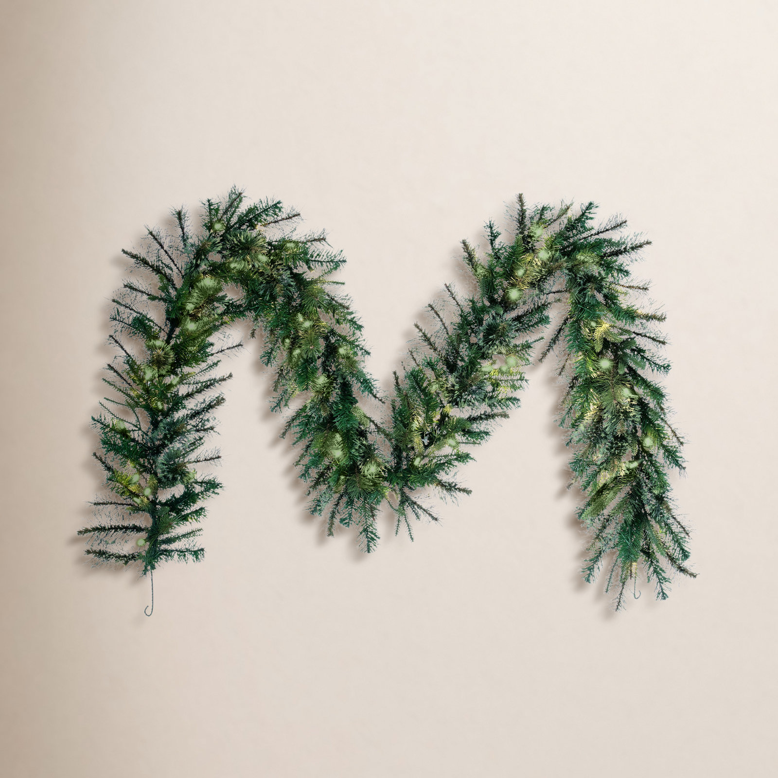 Pre-Lit Mixed Cashmere Pine Artificial Christmas Garland, Warm Clear