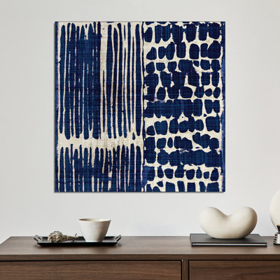 Reproduction d'art sur toile, Steikix en métal - Indigo Batik III par Wild Apple
