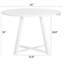 5 configurations de salle à manger - table ronde à tréteaux et 4 chaises bleues et blanches avec coussins en mousse