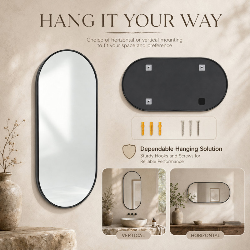 Oval Wall Mirror with Frame