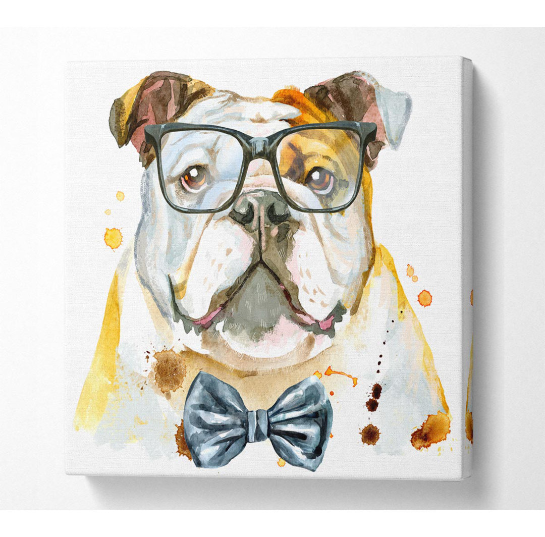 Die Bulldogge mit Brille - Kunstdrucke auf Leinwand