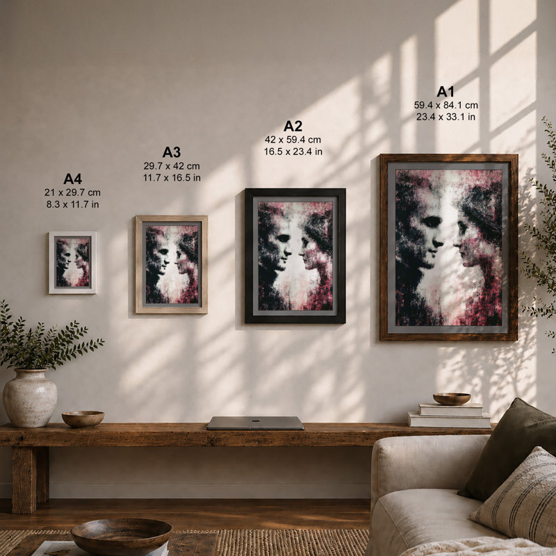 Intimate Distance Modern - Single Picture Frame Print, A3 - 42.0 x 29.7 cm, Walnut