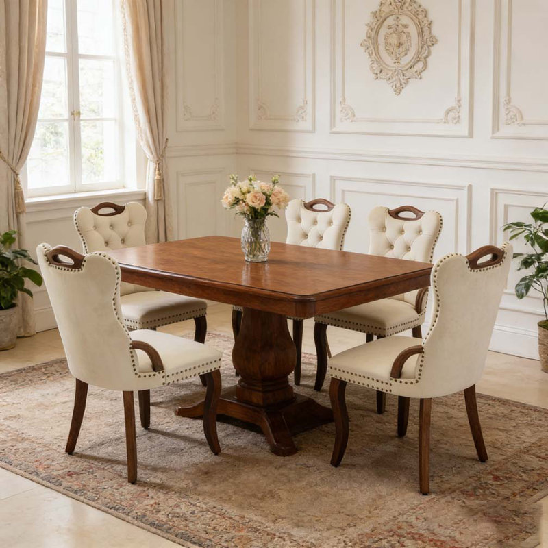 Chaise de salle à manger en velours, Beige