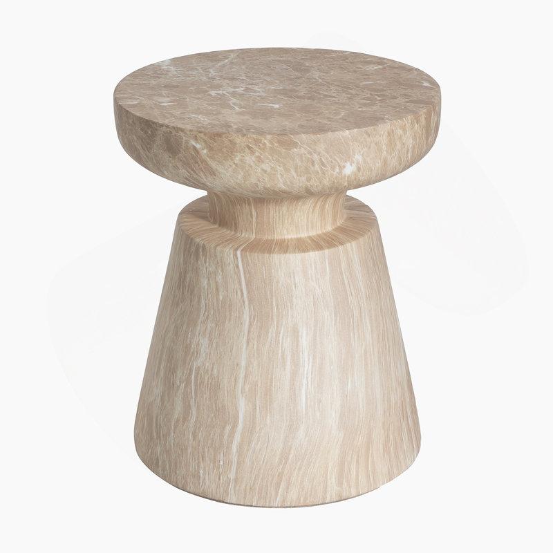 Outdoor Ponti Travertine Side Table, Gold