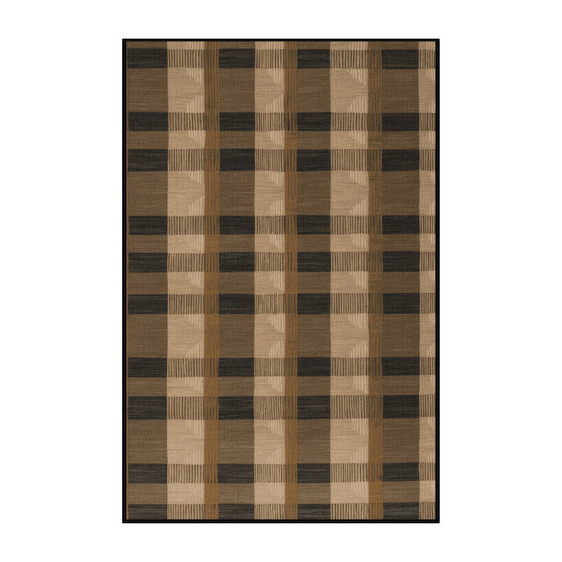 Tapis brun à carreaux lavable à la machine, Rectangle 4 pi x 6 pi