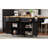K&K 56.5'' Kitchen Island With Drop Leaf, Power Outlet, Embossed Vertical Stripe Rolling Kitchen Cart On Wheels With 4 Doors , 5 Deep Drawers And Adjustable Shelves, For Kitchen, Dining Room, Black-957077249