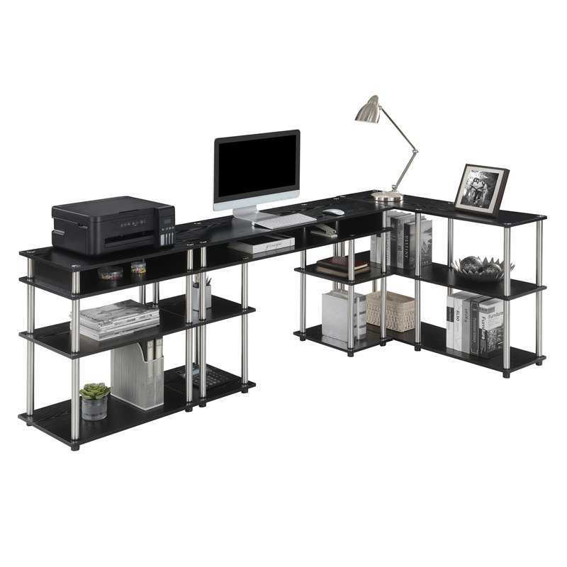 Edwin 3 Piece L-Shaped Office Set, Black