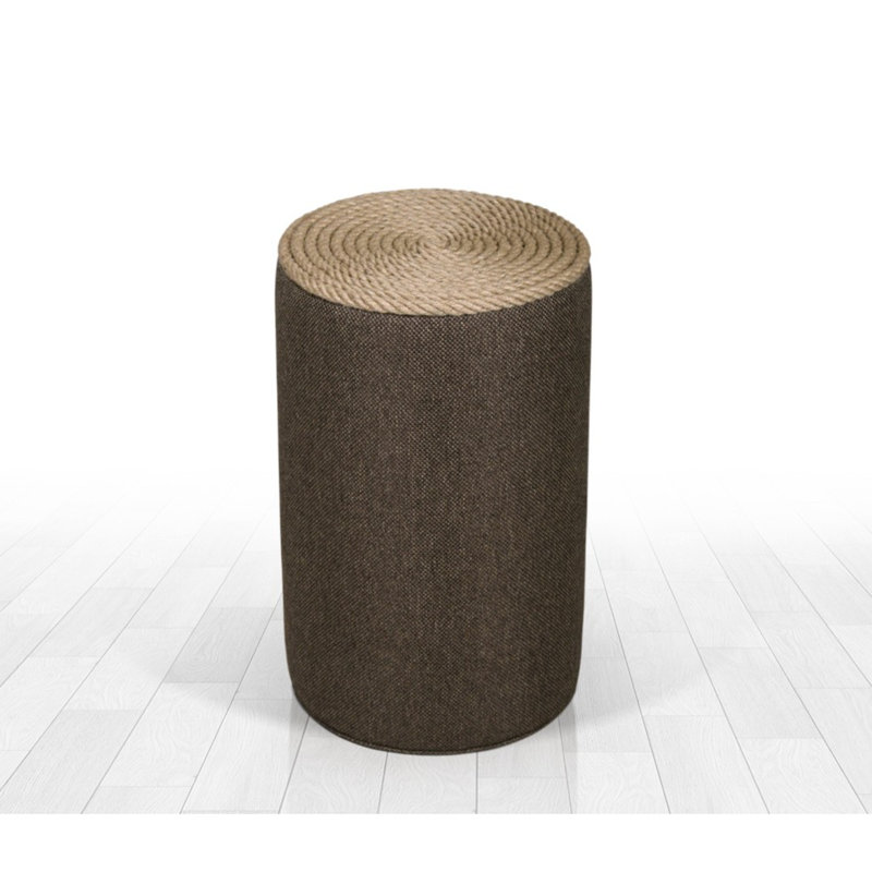 Repose-pieds bohémien, couleur café, 20,5 po x 12,2 po | 50% coton / 50% lin, pieds cachés recouverts de PVC, corde de jute de 14 mm, rembourrage en éponge de 0,4 pouce | Parfait pour la décoration et la détente scandinaves