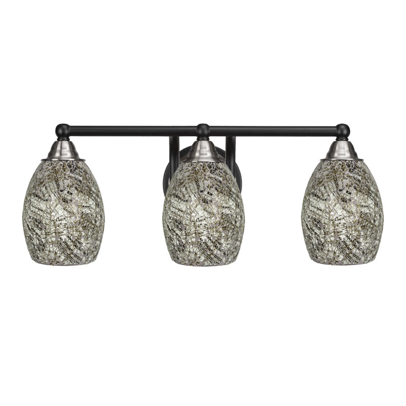 Michell 3-Light Bath Bar, Matte Black/Brushed Nickel, Natural