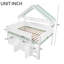 Lit mezzanine double avec toit à baldaquin et armoire de rangement, blanc et vert-1812394939