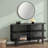 Estie Wood Slatted Sofa Console Table With Open Shelves-1095074786