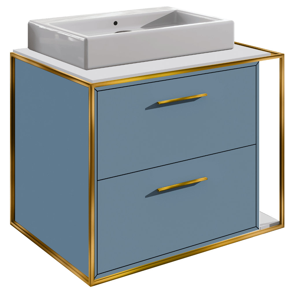 Linea 24'' Single Bathroom Vanity, Brass, Azure, Wall Mount