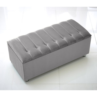 Carter-Johnson 105 cm W Velvet Tufted Rectangle Ottoman with Storage