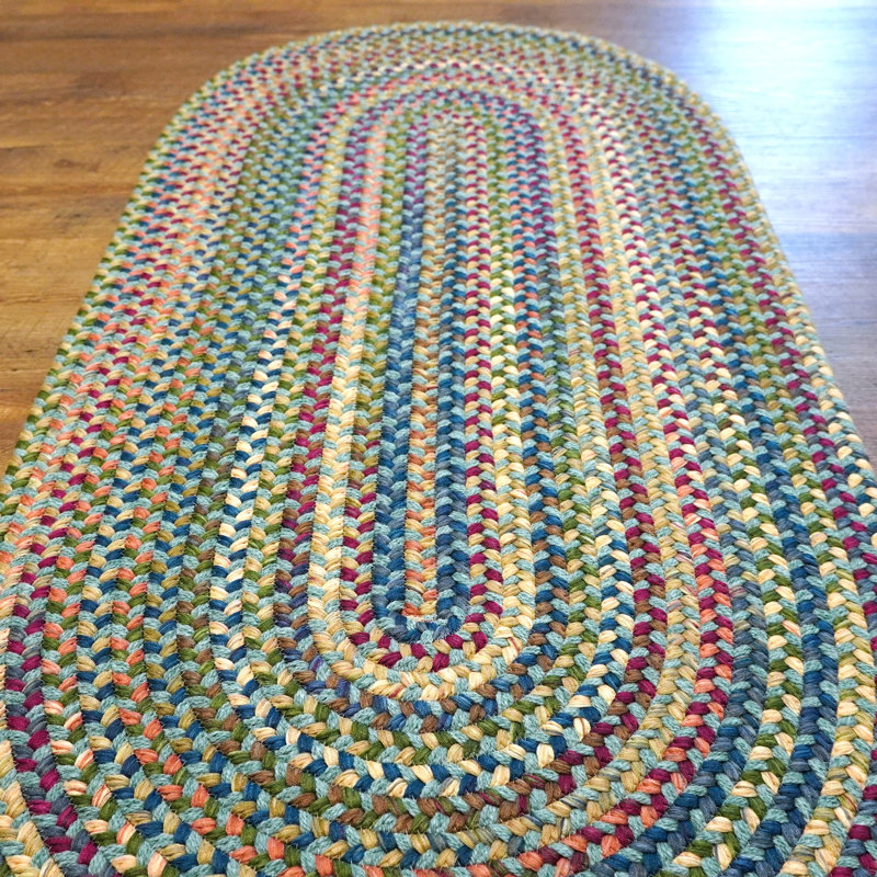 Tapis multicolore en laine, Ovale 2 pi 6 po x 8 pi