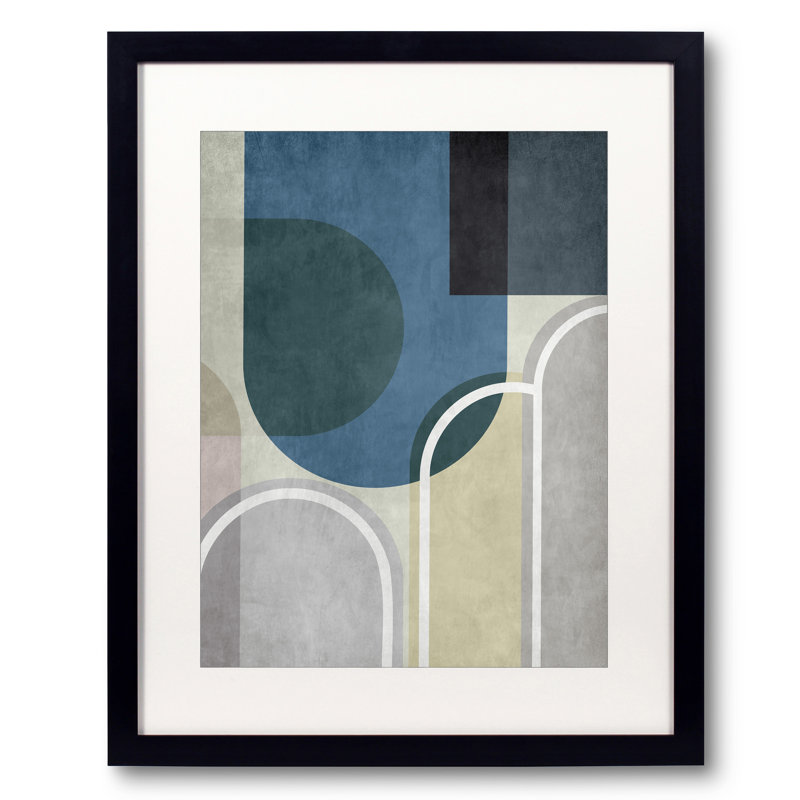 Composition abstraite 789 par Angel Estevez - impression, H 31,25 po x l 25,25 po, Papier avec cadre noir