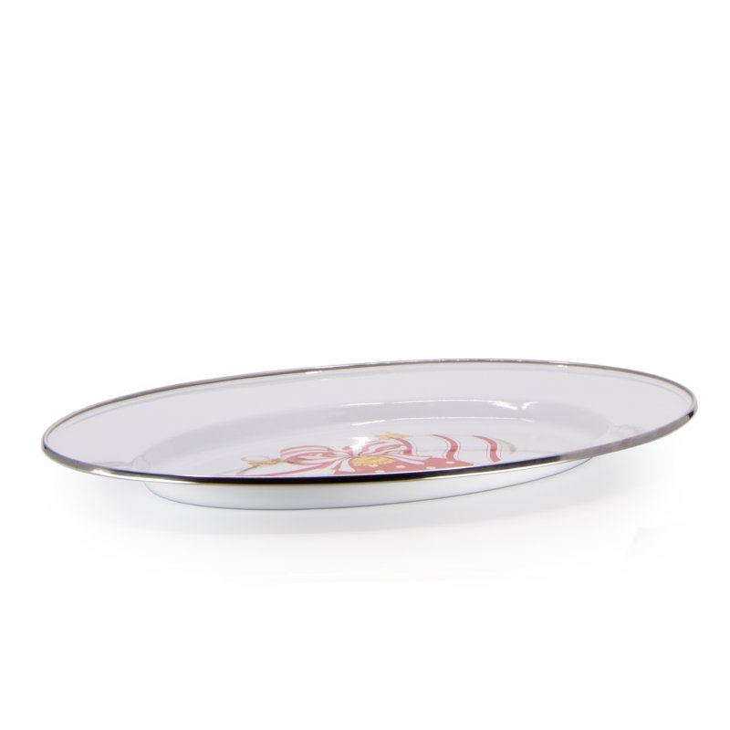 Golden Rabbit Enamelware Ornament Oval Platter