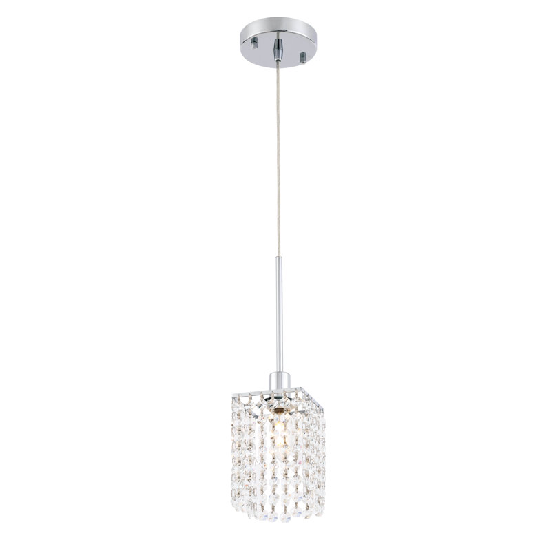 Luminaire suspendu carré à 1 lumière Grandy, Chrome
